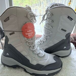 Gray and White Winter Boots